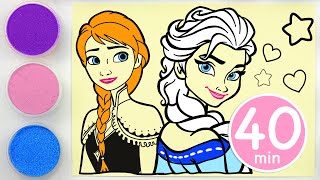 เจ้าหญิงระบายสีทราย Frozen Elsa Anna + วิดีโอระบายสีสำหรับเด็กอีกมากมาย