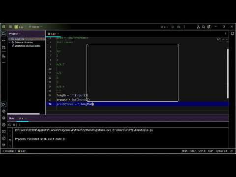 Compute area of rectangle in python in english