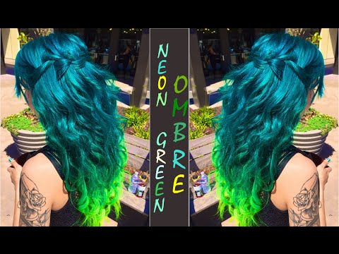 Neon Green Ombre Dye Tutorial With Hair Extension Amberkatelynbeale