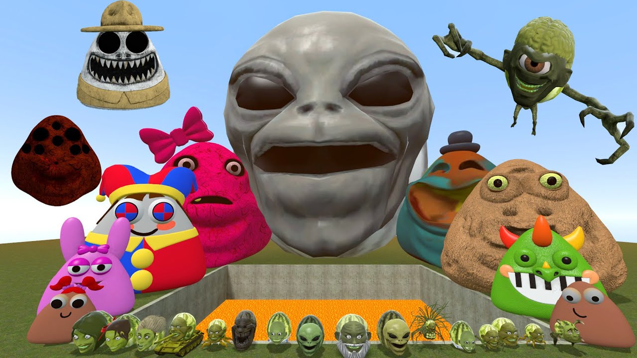 DESTROY ALL 3D ROBLOX POU BOU'S REVENGE AND ALL LIN GANG MELON FAMILY in LAVA HOLE Garry's Mod