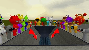 KICKING ALL SPRUNKI FAMILY DOWN IN GIGANTIC SHREDER IN GMOD !