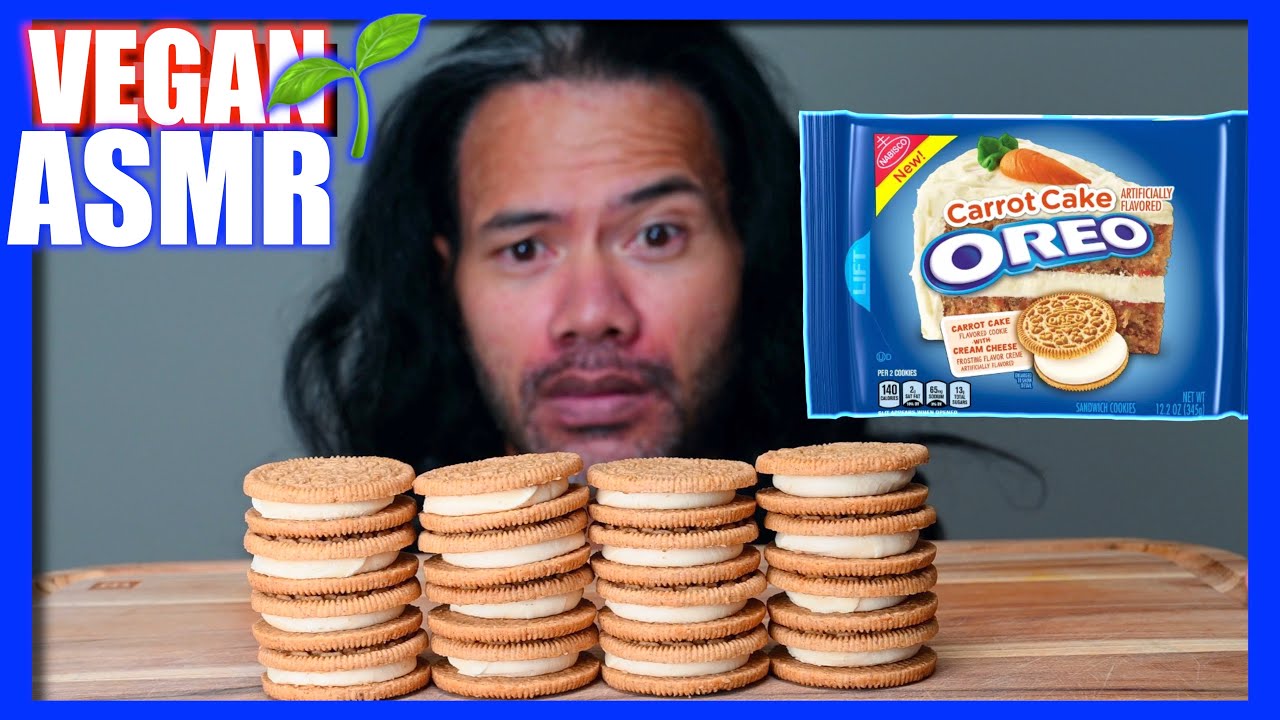 OREO (CARROT CAKE) ASMR EATING VEGAN MUKBANG