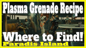 Receptlocatie voor plasmagranaten in Outer Worlds 2 in het begin van de game (Paradise Island)