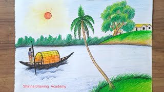 How to Draw Landscape  Scenery || Easy Scenery drawing ||Scenery Drawing || Art video