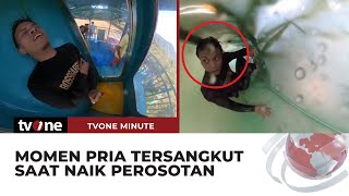 Menegangkan! Detik-Detik Pria Tersangkut di Perosotan Tertutup | tvOne Minute