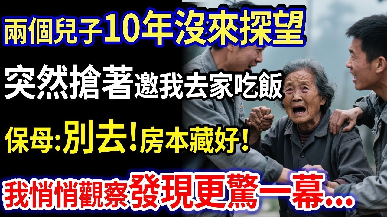 我70歲 兩個兒子10年沒來探望，突然搶著邀我去他家吃飯，保母卻偷偷攔住我：別進去馬上離開！我跑到車裡遠遠觀察，一幕我驚呆了#家庭故事 #感人故事 #家庭倫理 #感人故事 #真實生活