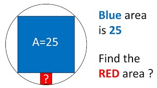 Geometry Puzzle: If the Area of the Blue Square is 25 Find the Area of the Red Square
