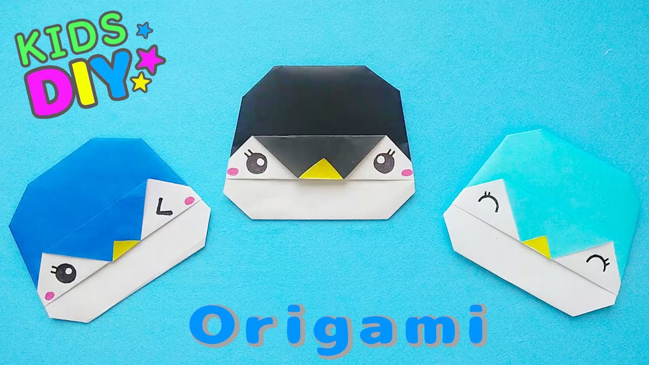 Kids DIY【簡単可愛い折り紙】子供向けとってもかんたん♪ペンギンの折り方 Very easy! Cute penguins