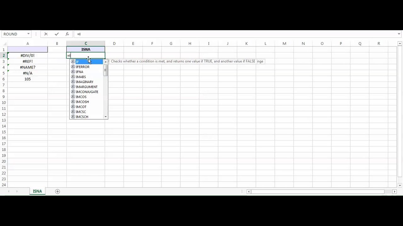 Excel isna function how to use isna function youtube