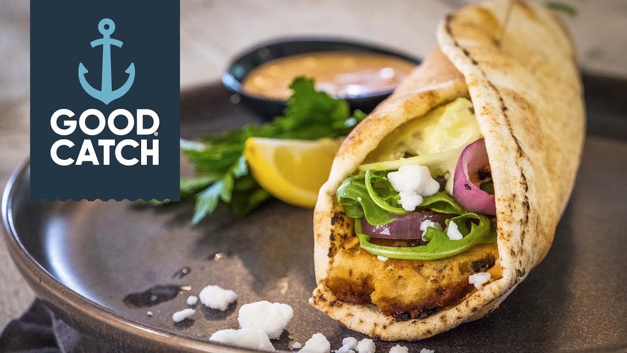 GOOD CATCH plant-based Fish Mediterranean Burger Gyro 1min Recipe Video