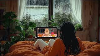 Relaxing Anime Scene Girl, Tv, & Thunderstorm Sounds For Calming Sleep & Focus