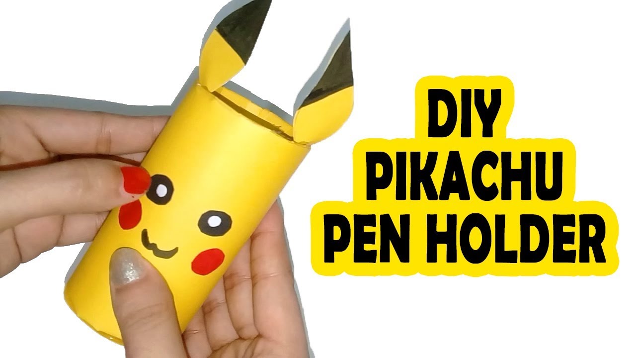 DIY Pikachu Pen Holder with paper rolls