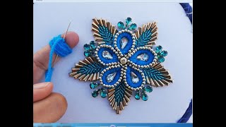 Hand embroidery amazing trick/woolen flower with stones long pearls