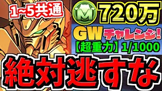 【絶対逃すな】モンポ720万分！GWチャレンジは環境1位ゴッドガンダムで余裕！Lv.1~5共通編成！代用・立ち回り解説【パズドラ】