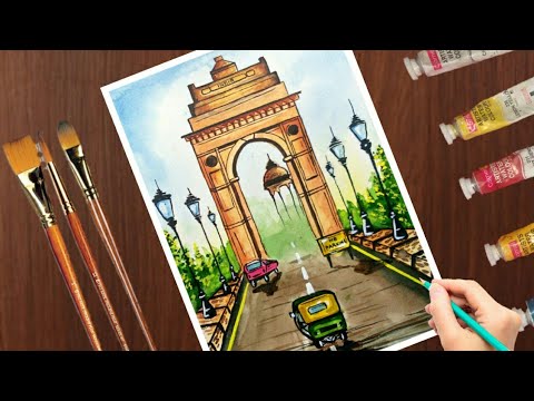 Republic day drawing easy with oil pastel|Independent day drawing easy| India  gate drawing. - YouTube