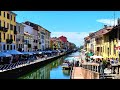 Walking around the historical &amp; romantic  canal  district  of Navigli , Milan , Italy 2022 ! ❤️🇮🇹