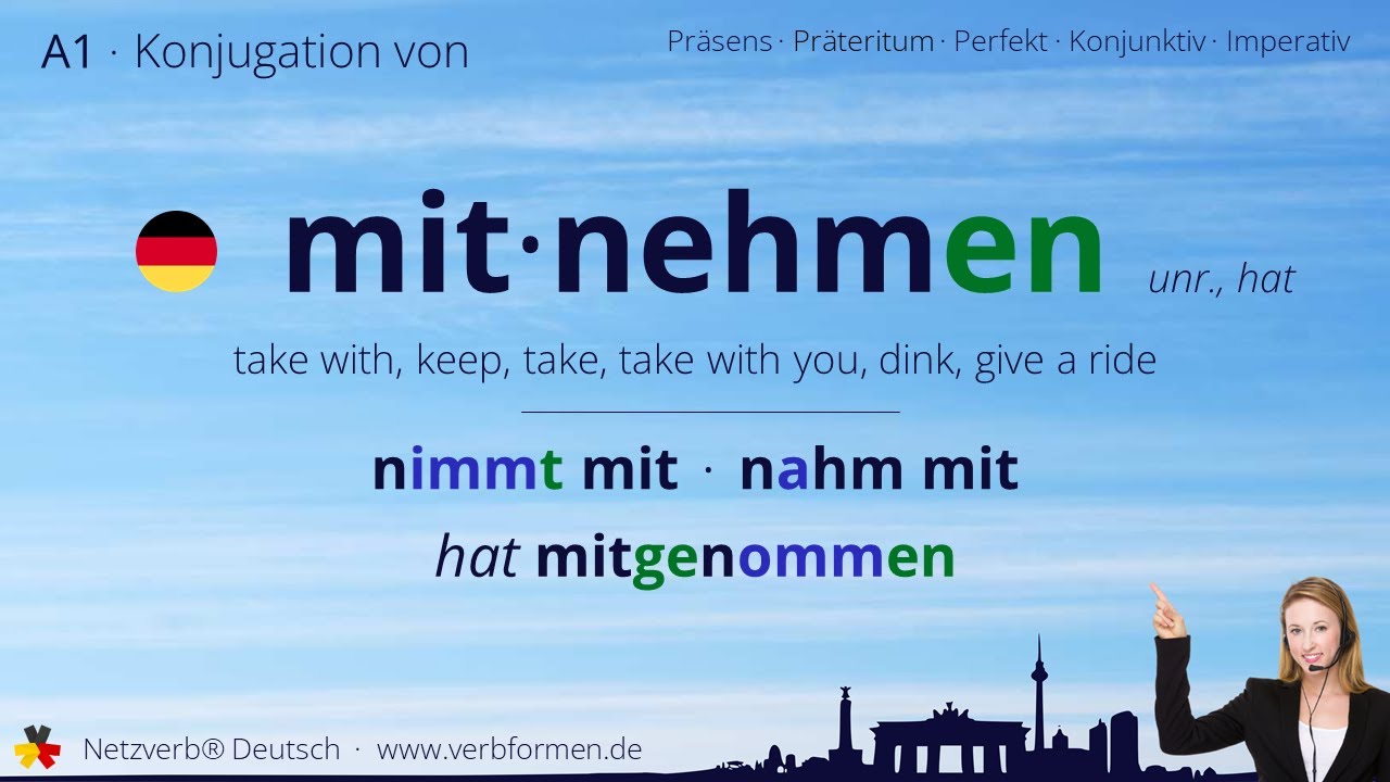 Zum Hier Essen Oder Zum Mitnehmen Rechtschreibung Konjugation Verb „mitnehmen“ (unr., hat) - alle Zeitformen, Lernvideo
