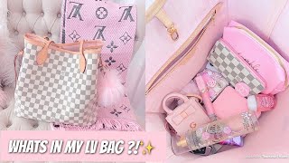 What's in my Pink Louis Vuitton Neverfull MM tote bag!|Girly Products You Need!!!