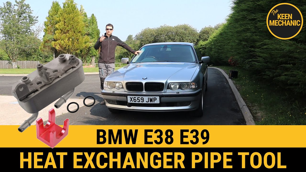 BMW E38 E39 E53 E34 740i m62tu oil cooler heat exchanger pipe removal