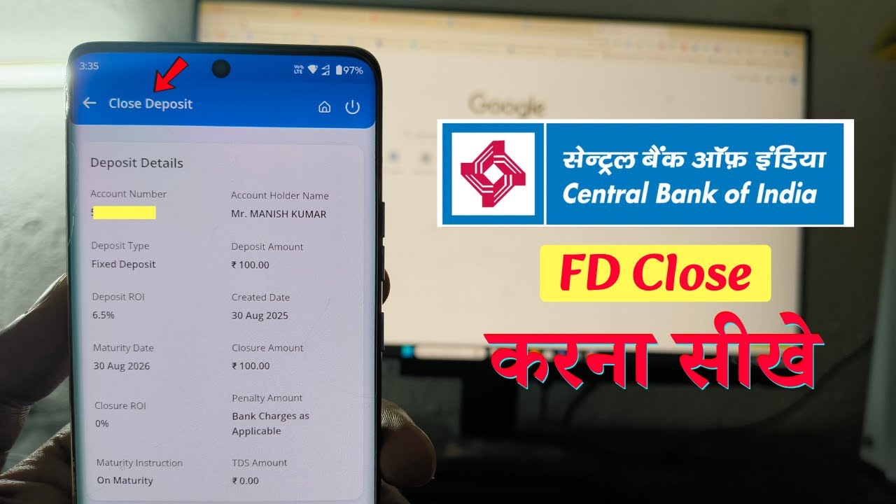 Central Bank Fd Close Online | Cent Eez App Se Fixed Deposit Kaise Close Kare | Fd Band Kaise Kare
