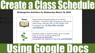 Create A Class Schedule Using Google Docs
