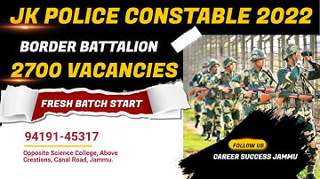 Apply Online for 2700 Constable | JK Border Battalion Police Constable Recruitment 2022