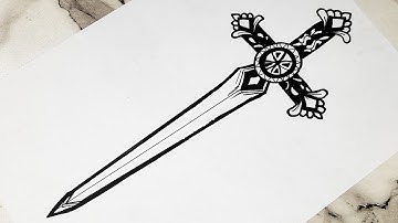 How to draw a sword easy step by step || Sword tattoo drawing