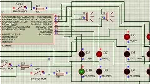 Projecto semaforos - Traffic Lights project - Proteus simulation