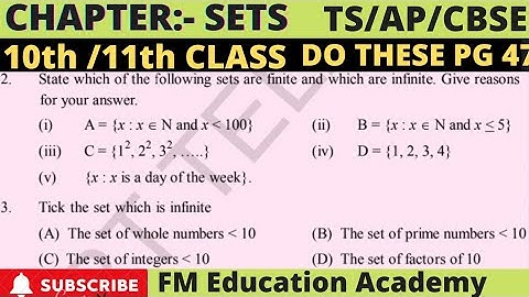 SETS | CLASS 10 | CLASS11 | DO THESE | FINITE AND INFINITE SETS PROBLEMS | AP | TS | CBSE