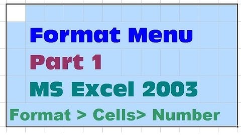 16- How to Use The Format Menu In Ms Excel 2003 - in Urdu/Hindi - Part 1- Lunar Computer College
