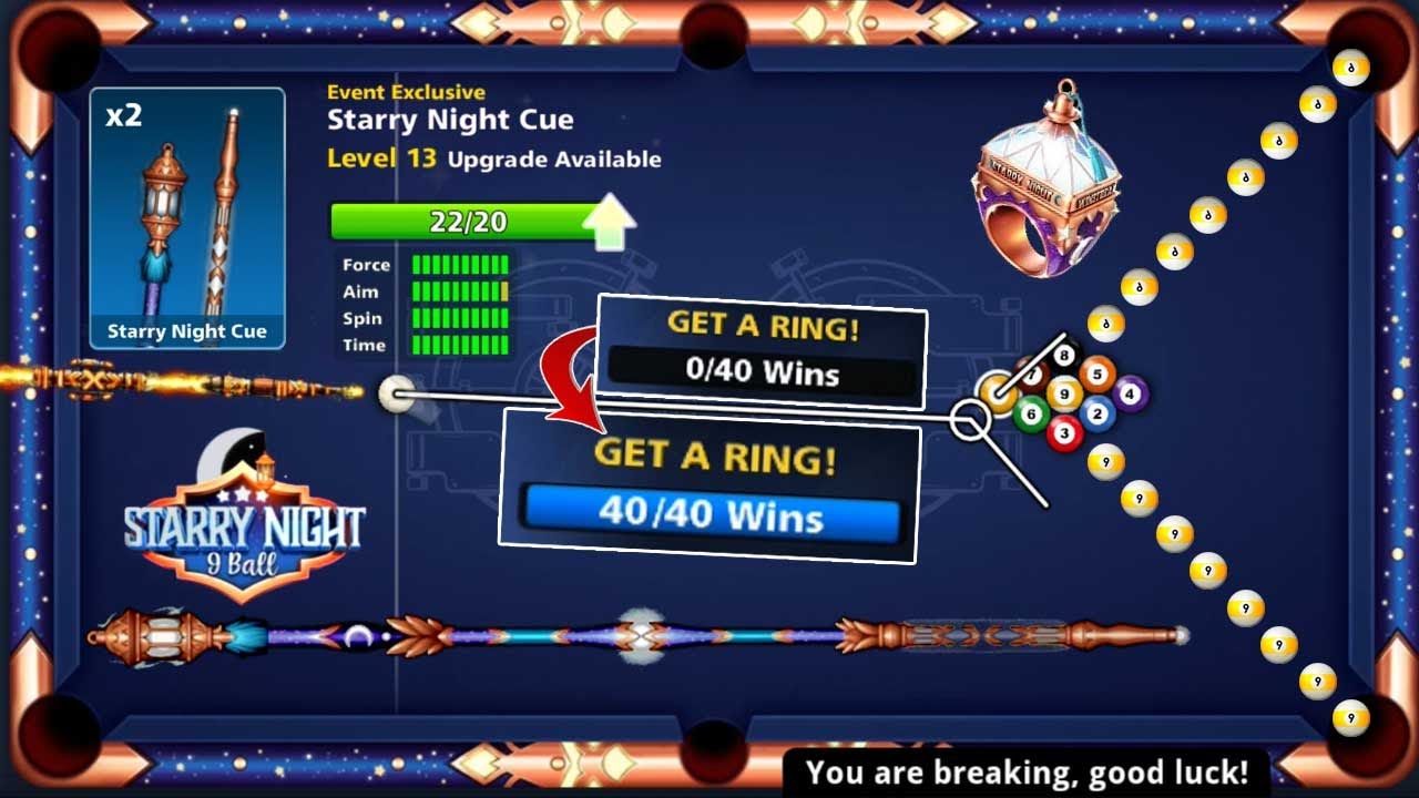 Starry Night Cue Level Max 😍 40 Win 9 ball Starry Night 8 ball pool