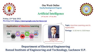 FDP |Machine Learning and Its Application | Machine Learning | What is AI | AI Applications