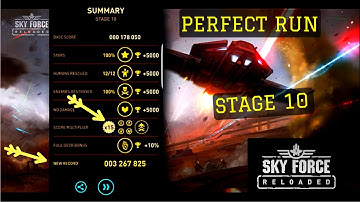 Sky Force Reloaded - Perfect run - Stage 10 Insane - No Power up On Boss - Explained - SnizelSuarez
