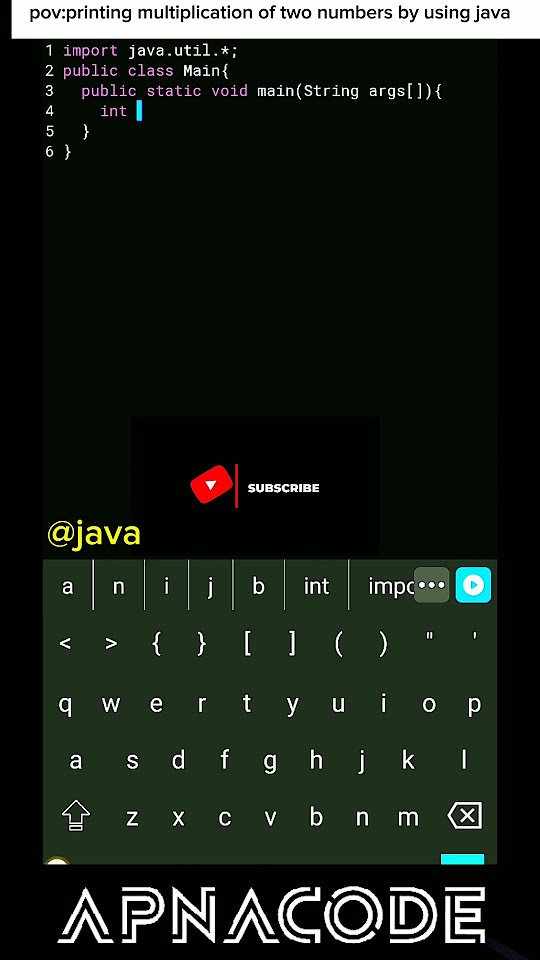 Printing multiplication of two numbers by using java apnacode coding