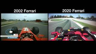 This video is to show how much progression there has been since 2002.
the 2002 ferrari was one of fastest ever f1 cars. you can see that
straight lin...