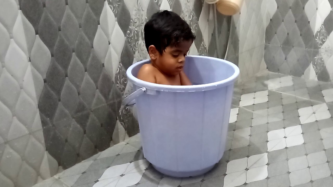 Bathing And brushing in the bucket YouTube
