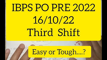 Self given exam analysis😐|IBPS PO PRE 2022[16th oct -3rd shift]आपका कैसा हुआ?!😊👇 #ibpspo2022#bank