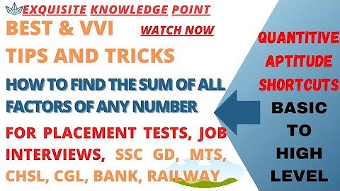 how to find the sum of all factors of any number | #ssc #sscgd #placementtest #ssccgl #bank #railway