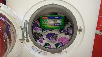 Experiment - Washing Pillow With Ariel 3In1 Pods On Open Door - In A Washing Machine