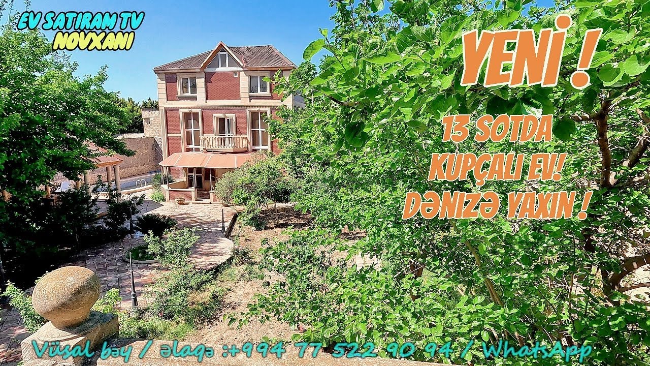 Novxanıda, Dənizə Yaxın 13 Sotda 🌳Bağlı-Bağçalı Hovuzlu Ev Satılır 🏡/ EV SATIRAM TV
