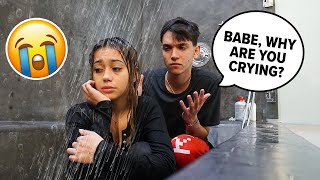 CRYING IN THE SHOWER FULLY CLOTHED PRANK ON BOYFRIEND!