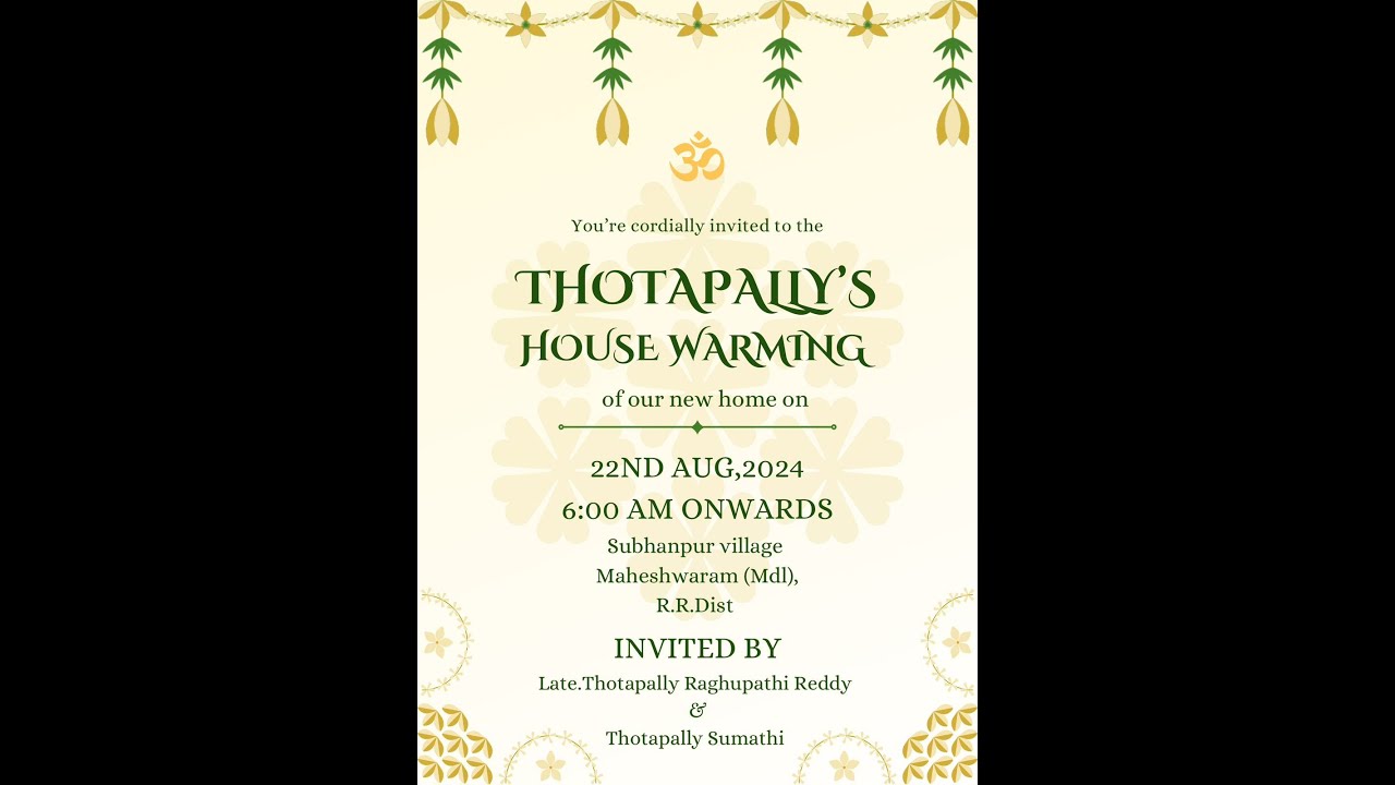 House warming of Raghupathi reddy & Sumathi || 22nd Aug 2024 || at 3 ...