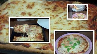 Pizza fatta in casa, rotonda classica e rettangolare al taglio