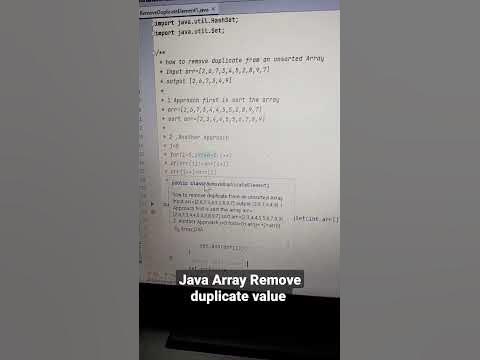 remove duplicate elements Array code in java - YouTube