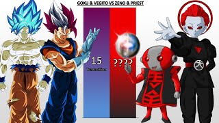 Ultra Vegito & Goku VS Zeno & Grand Priest POWER LEVELS  Dragon Ball Z/Dragon Ball Super/UV