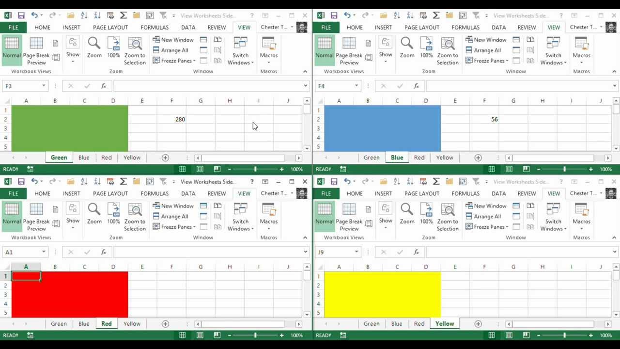 Tile/View Multiple Excel Worksheets (Within The Same Workbook)