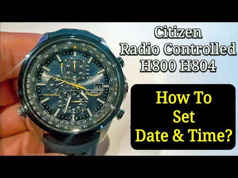 How to set the time and date (Blue Angels Edition) Citizen Radio Controlled H80* Atomic Timekeeping