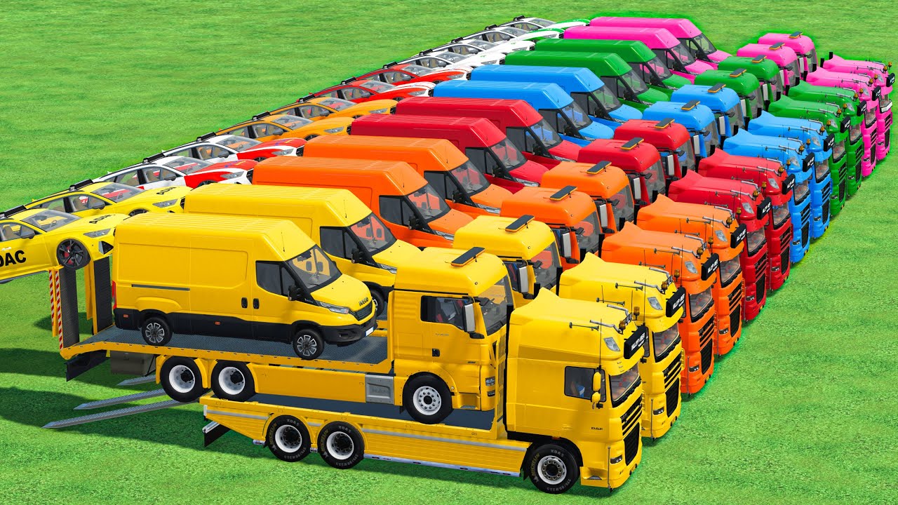 Big Transport With Colors | Ambulance vs Police vs Politia vs DAF Trucks | Farming Simulator 22