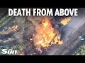 Dramatic moment Ukrainian kamikaze drones destroy dozens of Russian tanks