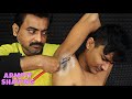 Armpit Shaving &amp; Hair Removal | Heavy Oil Chest Massage | Neck Cracking | Head Massage | ASMR